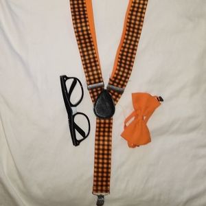 Nerd Costume Black Orange Checkerboard Adult Apparel Halloween Party Themed
